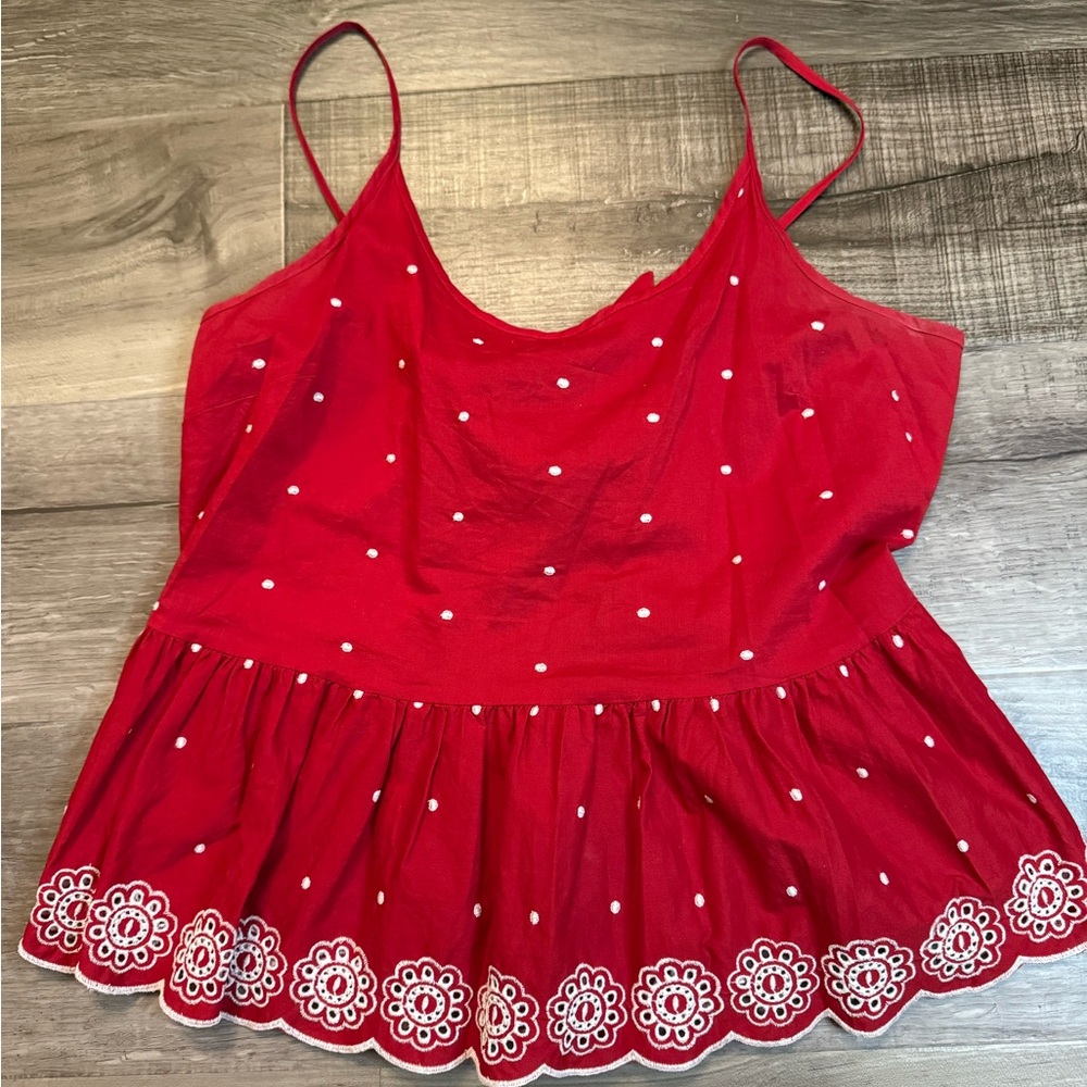Arizona Jean Company Red Camisole with White Accents